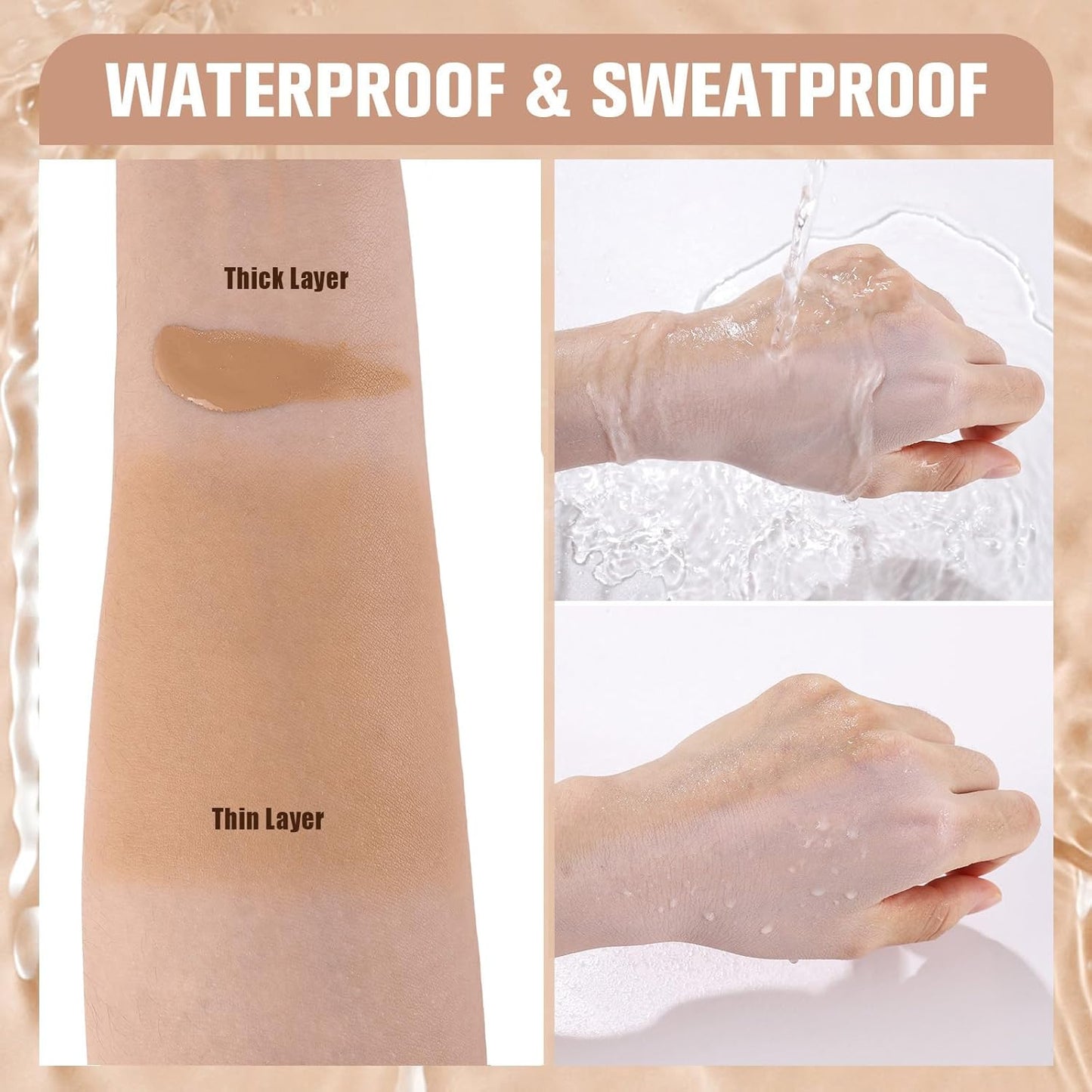 UCANBE Matte Liquid Foundation with Brush, Skincare Serum Foundation Face Makeup with Hyaluronic Acid, Medium to Full Coverage Waterproof Oil Control Longwear, for Mature Skin, Cashew, 1 fl. oz.