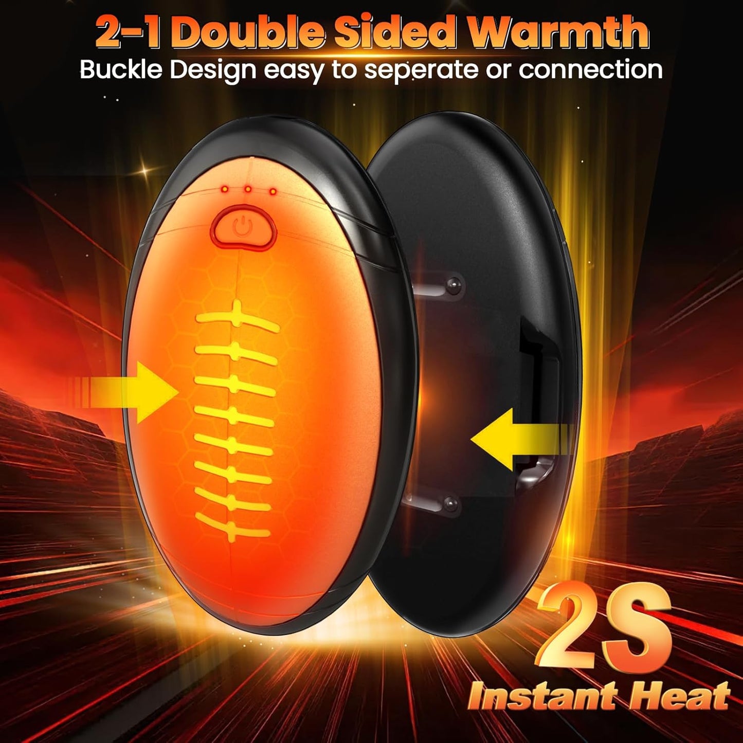 Hand Warmers Rechargeable, 2 Pack Temperature Electric Heater Football Shape Hand Warmer, Quick Charge Portable Hand Warmer Gift for Christmas Outdoors, Hunting, Golf, Camping