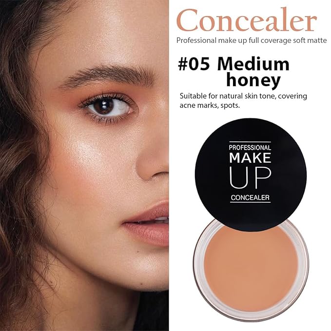 7 Color Solid Concealer Full Coverage Correcting Cream Concealer Waterproof Long-lasting Under Eye Concealer for Dark Circles Color Corrector Pro Concealer (Color 05)