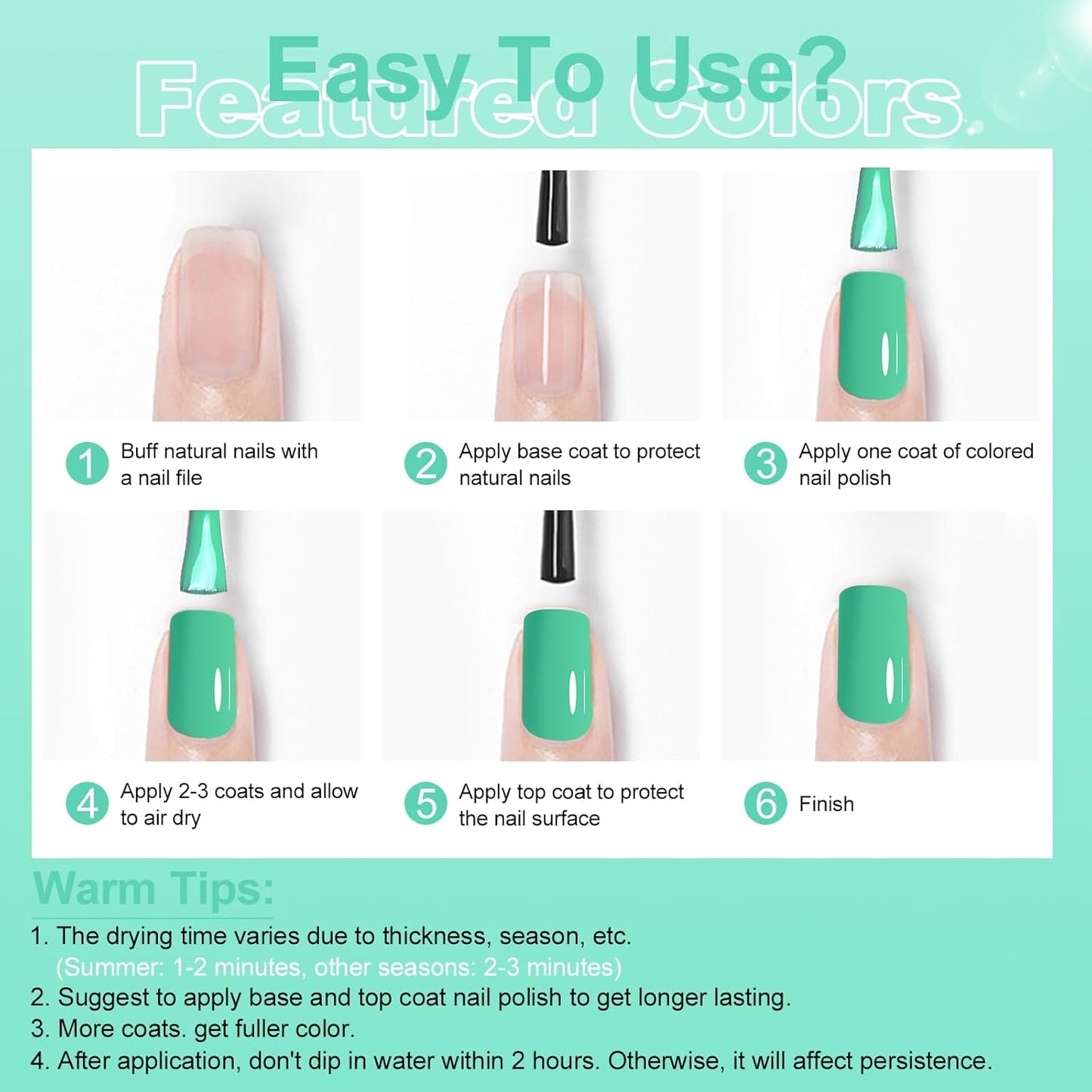 Major Dijit Seafoam Green Quick Dry Regular Nail Polish - Nail Art Lacquer, 0.41 Fl Oz