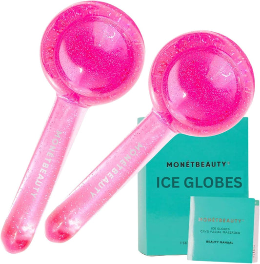 Ice Globes for Face, Freezer Safe and Highly Effective Facial Globes for Daily Beauty Routines, Face Roller to Tighten Skin, Reduce Puffiness, Enhance Circulation and Complexion (Pink)