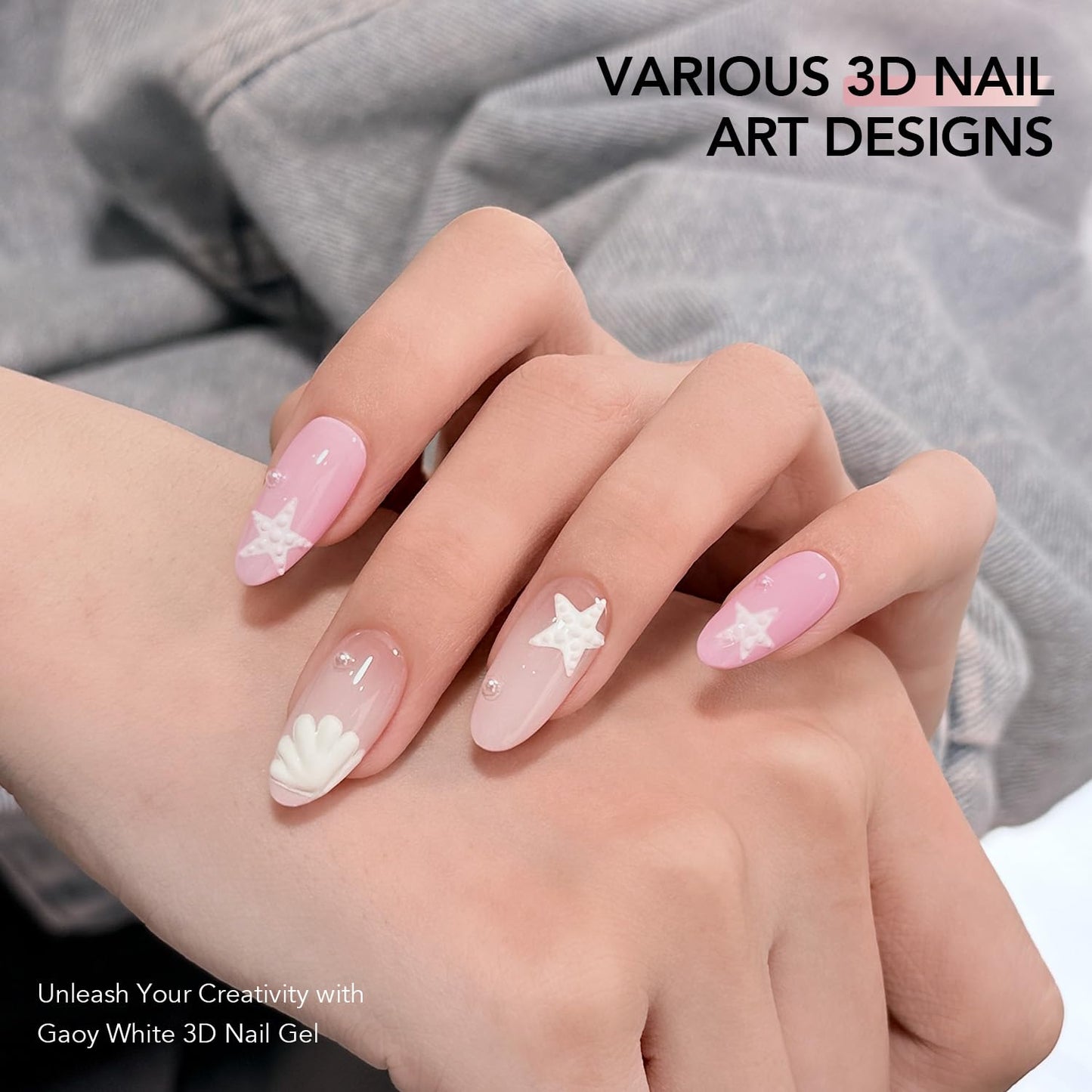 GAOY White 3D Nail Gel, 15g Sculpting Gel for 3D Nail Art Designs Carving, Molding, Painting, No Wipe Gel for Gems & Charms Decoration, Salon DIY Use