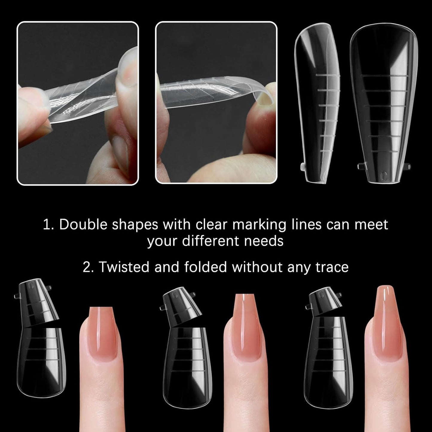 120 Pcs Poly Extension Gel Dual Nail Forms and Molds - Ballet Coffin Nail Forms Set for Gel Manicure DIY at Home
