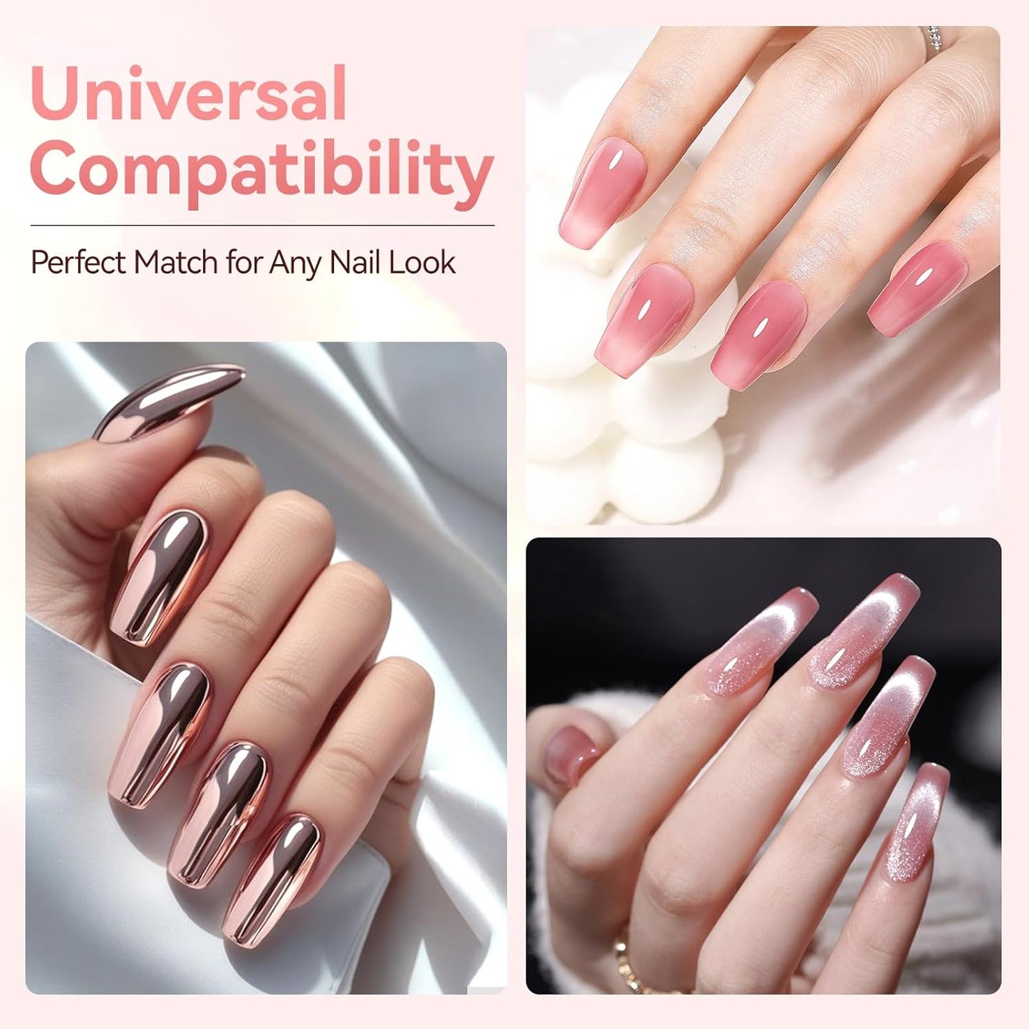 Makartt Gel Top Coat - 2PCS No Wipe Top Coat Gel Nail Polish, Long-Lasting Glossy Finish, Clear Nail Polish, Non-Yellowing, Pink Bottle, Soak Off with UV/LED Lamp, DIY Manicure Gift for Women