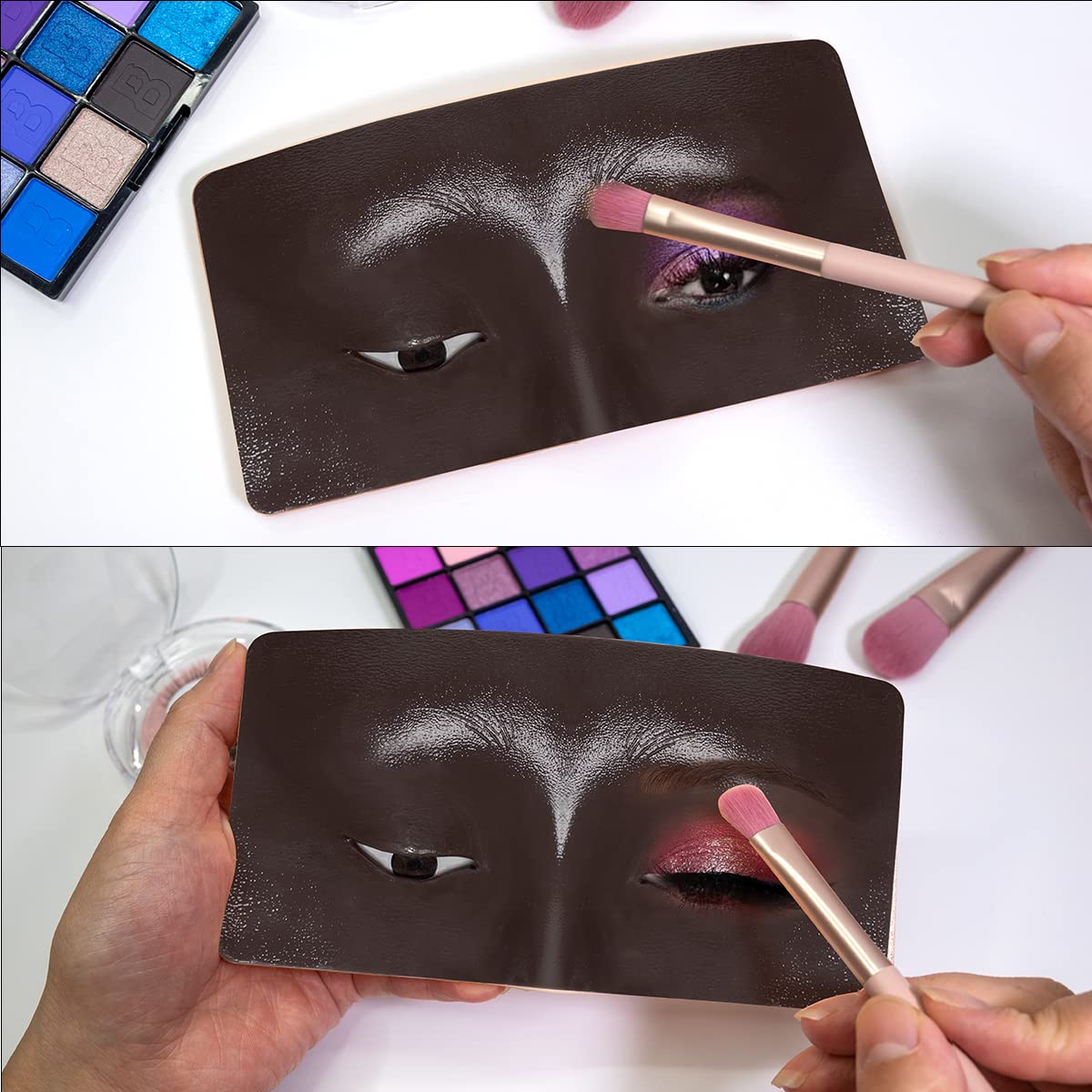 Makeup Mannequin Face, 3D Silicone Makeup Practice Face/Makeup Mannequin Face, Come with Makeup Brush, Makeup Removal, Cleanser&a Velour Bag, for Professional Makeup Artists/Beginners