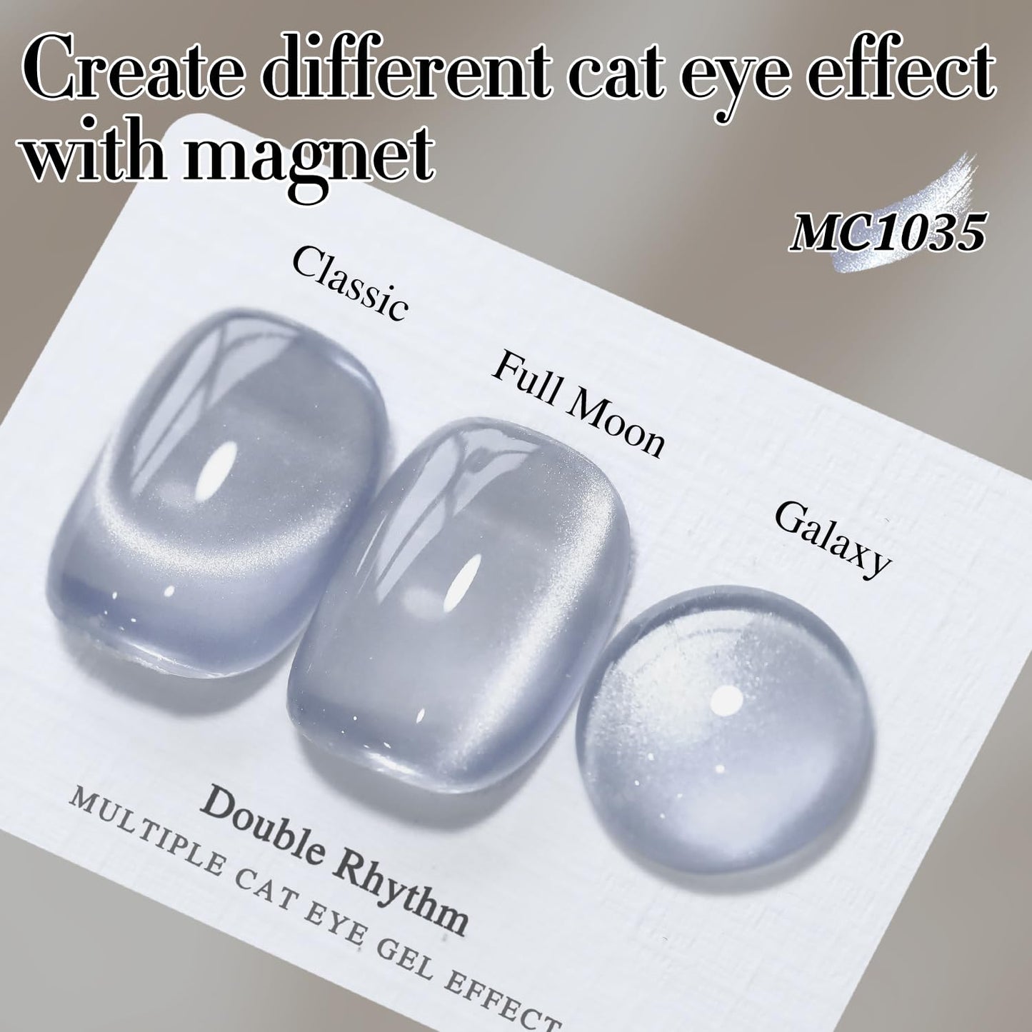 Double Rhythm 0.5 OZ Cat Eye Gel Polish with Magnet 15ML Holographic Glitter Shimmer Translucent Jelly Color Magnetic Polish Salon DIY at Home (MC1035)