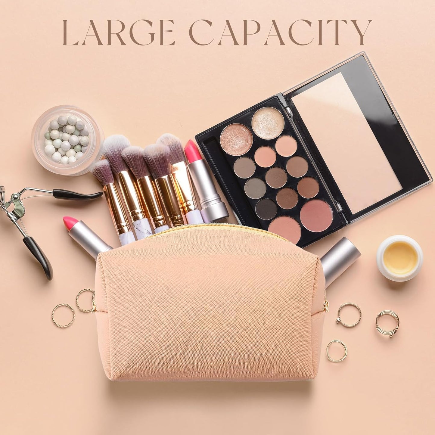 Kigeli 15 Pcs Aesthetic Makeup Bags PU Leather Cosmetic Pouches Waterproof Plain Toiletry Bags Makeup Pouches Bulk for Women Party Gift Travel Storage Organizer(Retro Color)