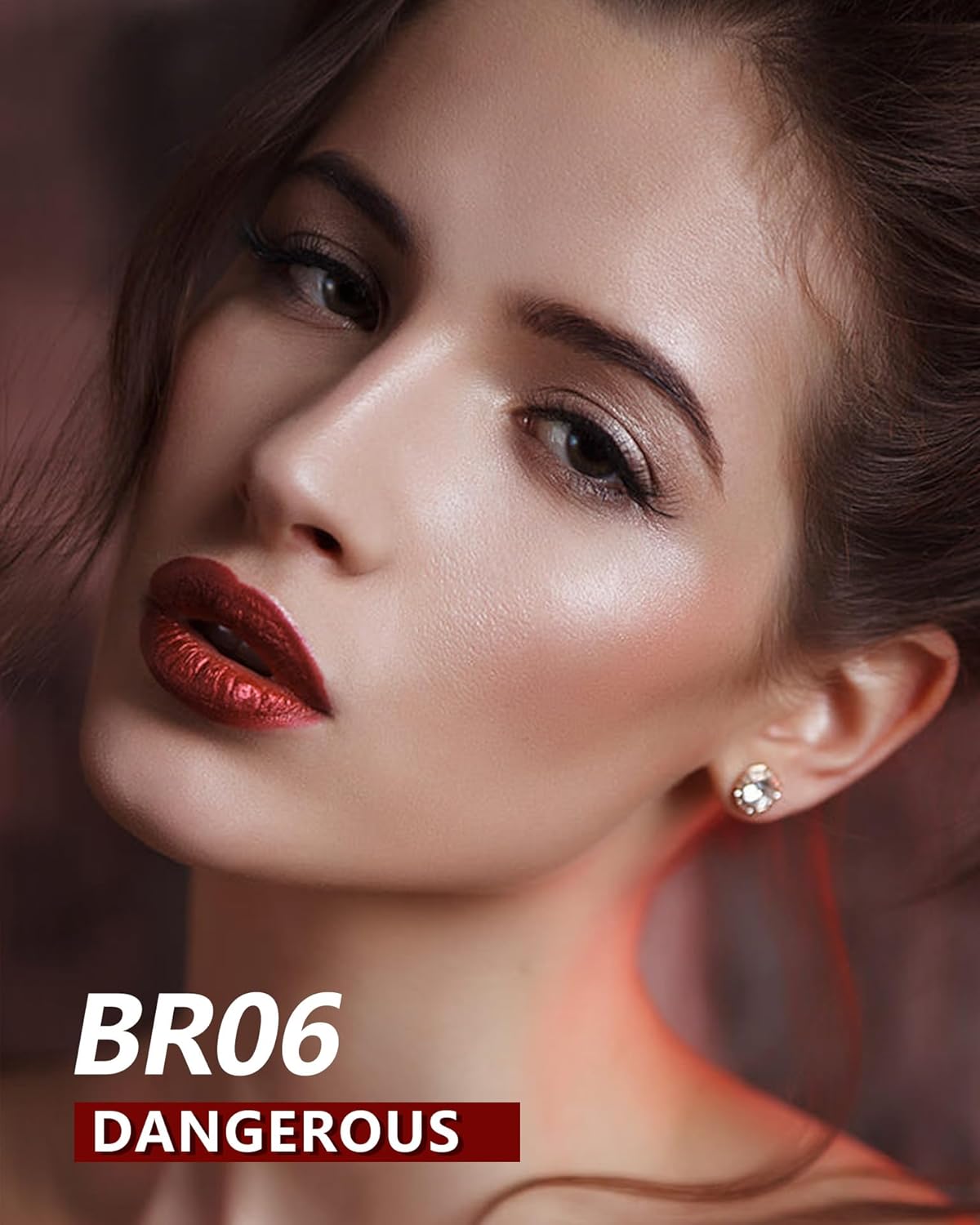 MAKI YIKA 3Pc Metallic Lipstick for Women Red Pink Brown Glitter Lipsticks Long Lasting Lipstick Smudge Proof Liquid Lip Gloss, Red/Pink/Nude