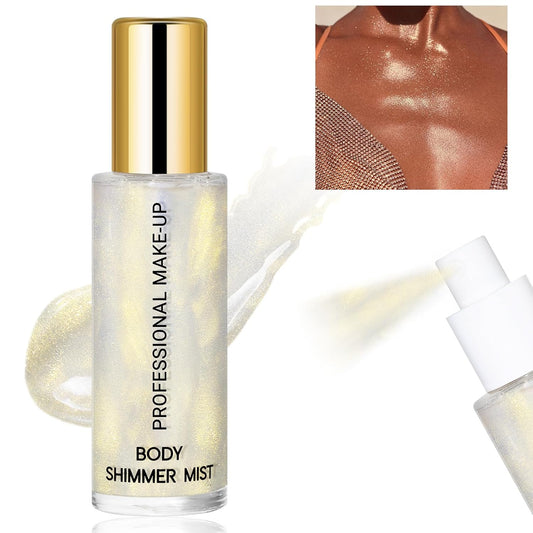 Face Liquid Highlighter Shimmer Body Spray for Hair and Skin, Luminizer Glow Spray for Face, Moisturizing Bronze Shimmer Illuminator (Y, Standard)