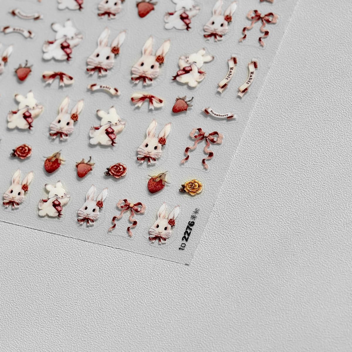 Bunny Nail Stickers Lovely Bunny Nail Art Strawberry Ribbon Rabbit Nail Decals Cute Stickers for Nails Designs Self Adhesive Nail Art Supplies & Decorations for Women Girls 1 Sheet