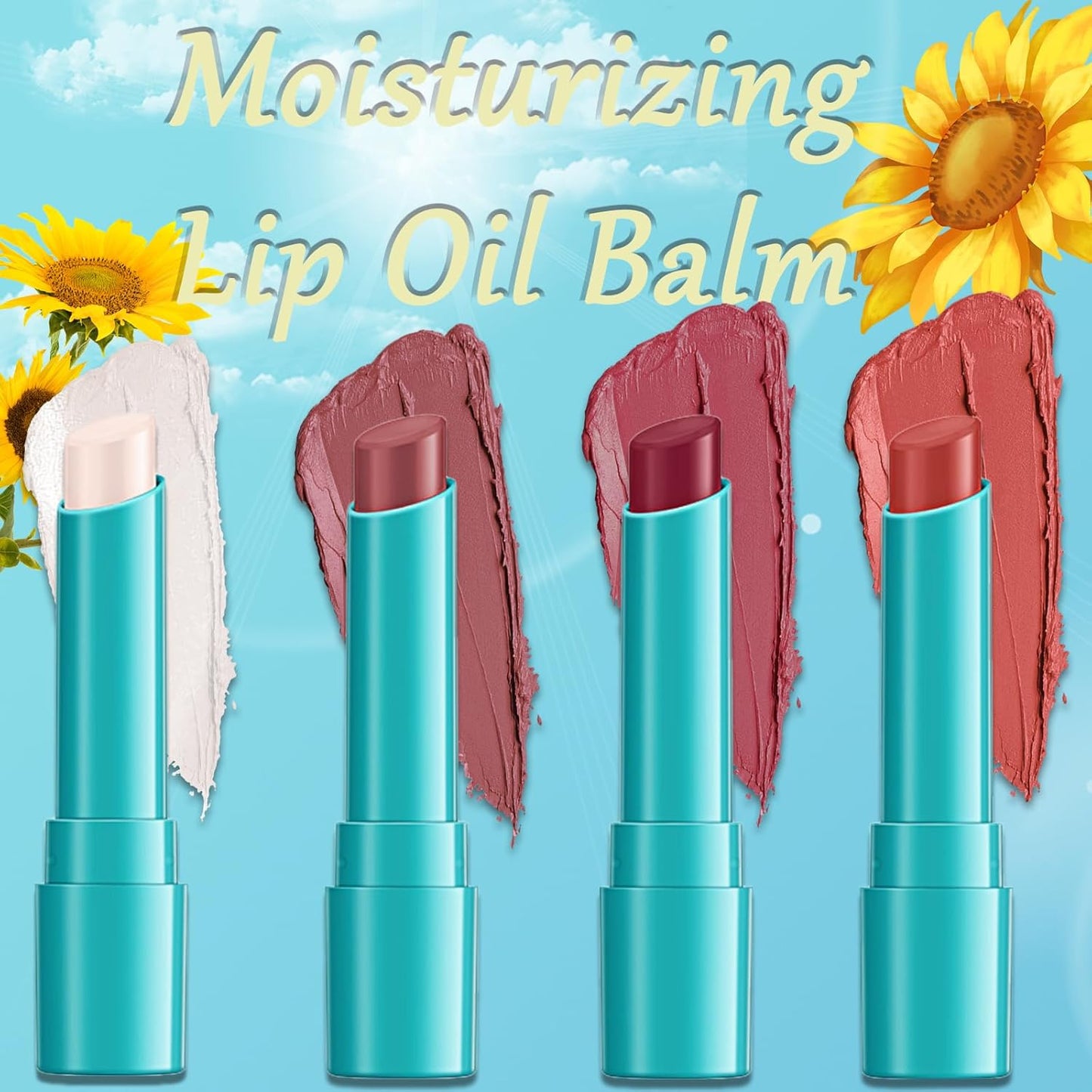 4pcs Lip Tint Hydrating, Moisturizing Lip Oil Balm, Long Lasting Waterproof Lip Gloss Non-Stick Cup Lipstick Set, Natural Ingredients Strong Moisturizing Lipstick