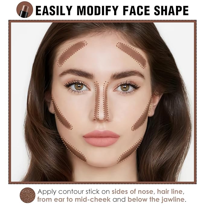 FOCALLURE Cream Contour Stick, Matte Bronzer Stick, Professional Face Shaping & Contouring Stick Makeup, Easy to Apply with Buildable Coverage, Long Lasting & Sweatproof, SPICE