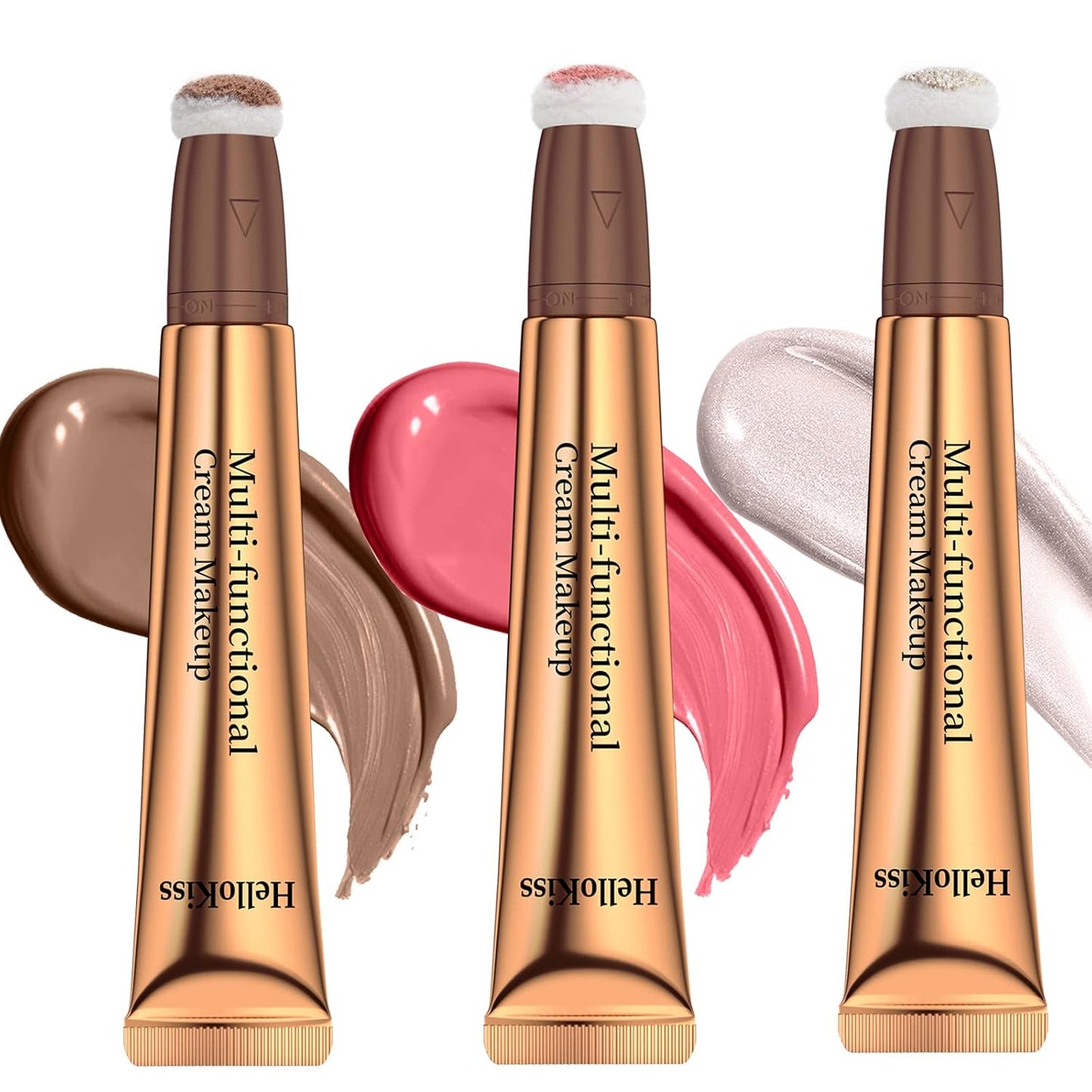 3PCS Liquid Contour Beauty Wand, Liquid Blush Highlighter Makeup Stick with Applicator, Cream Bronzer Stick Natural Matte Finish, Lightweight Blendable Cream Contour Highlighter Blush Wand