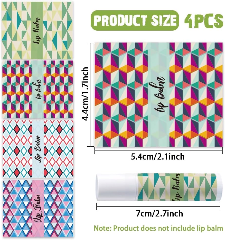 OLYCRAFT 100Pcs Self-Adhesive Lip Balm Tag Stickers 1.7x2.1 inch Waterproof Adhesive Label with Texture Pattern Rectangle Lipstick Tag Sticker for Lip Balm Container Tubes Lipstick Wrapping Decoration