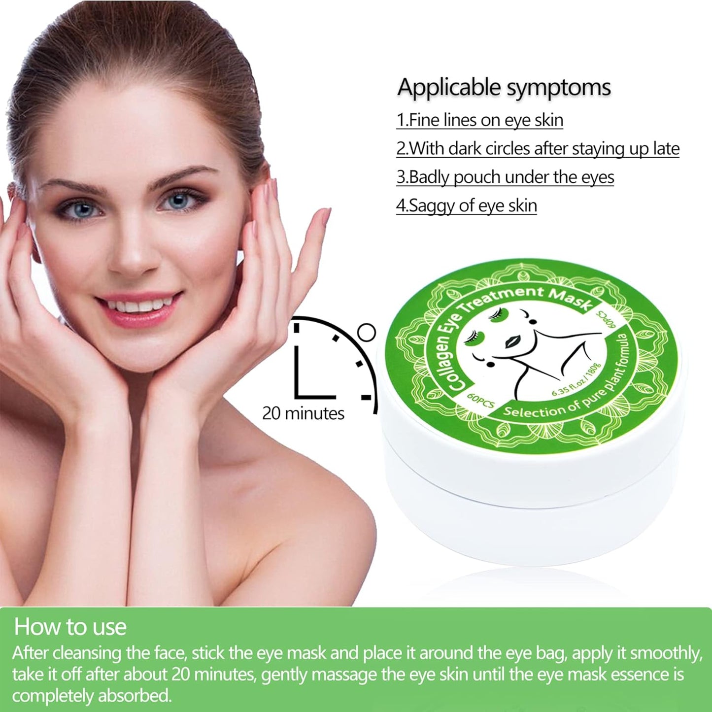 Anti-Aging Under Eye Patches, 30 Pairs, Seaweed Eye Masks for Dark Circles, Puffy Eyes, and Wrinkles, Skin Treatment Masks for Men and Women