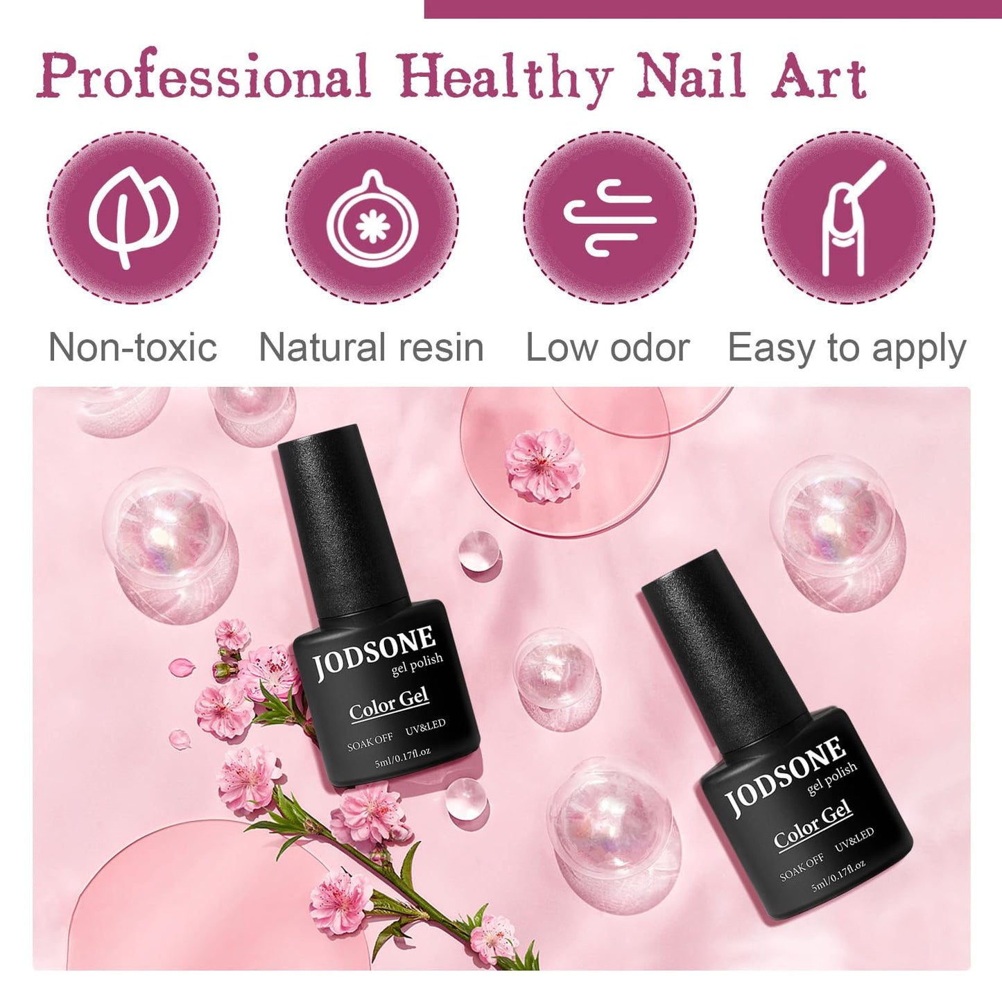 JODSONE Gel Nail Polish Starter Set Ribbon Glitter Summer Light Winter Dark Glossy 36-Piece Multi-color Gel Nail Polish Set