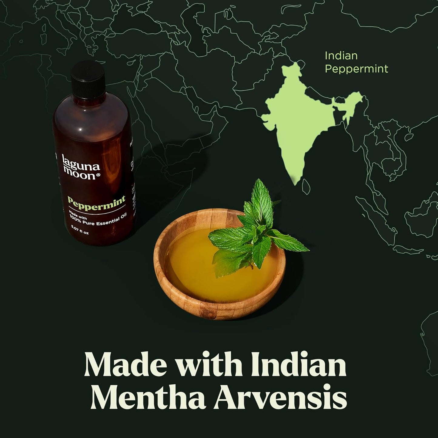 Lagunamoon Peppermint Oil - Natural Pure Essential Oils for Diffusers, Aromatherapy, Humidifiers, Candle Making Scents - Fresh Fragrance Scents for Home, Office, Cars and Cleaning Products (150mL)