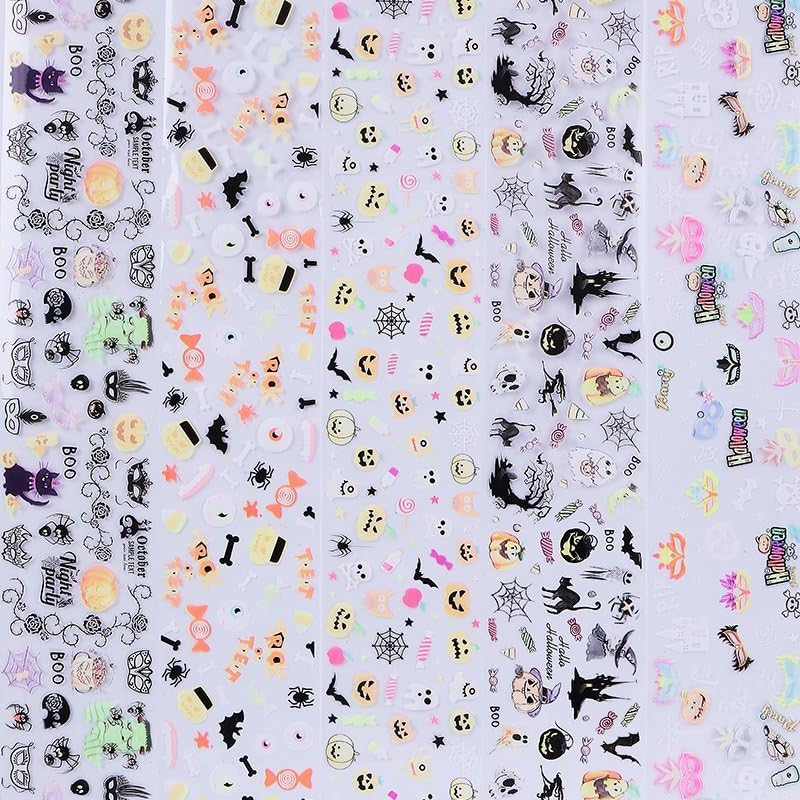 Halloween Nail Foil Transfer Stickers 10 Rolls Pumpkins Skull Nails Stickers Funny Purple Black Bat Nail Foils 1 Box Colorful Starry Sky Paper Nail Decals Halloween Nails Art Sticker Nails Art Decals