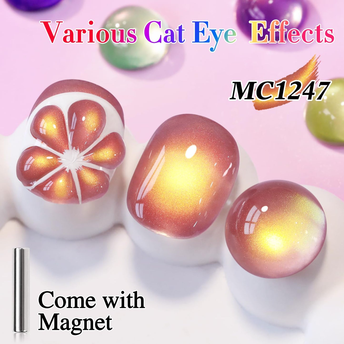 Double Rhythm Jelly Glass Cat Eye Gel Polish with Magnet 15ML Holographic Glitter Shimmer Translucent Sheer Color Magnetic Polish Salon DIY at Home (Grape Gold-MC1247)