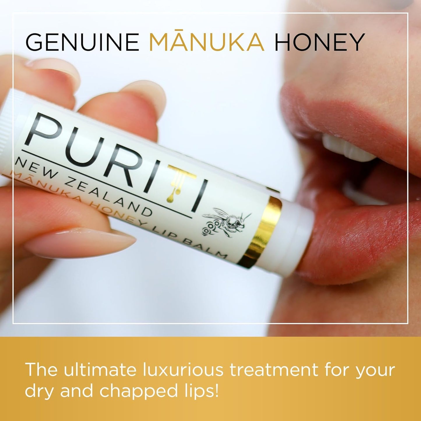 PURITI Manuka Honey Lip Balm – 3pack Soothing & Moisturizing, Enriched with Almond, Jojoba, Macadamia Oils, Cocoa Butter, Hydrating for Dry & Chapped Lips, 100% Genuine New Zealand Manuka Honey