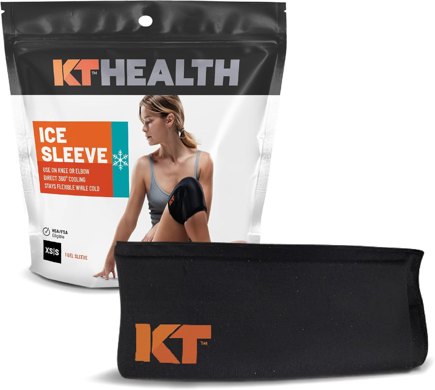 KT Health, Size XS/S, Ice Sleeve and Universal Bag, Direct 360 Degree Cooling and Compression