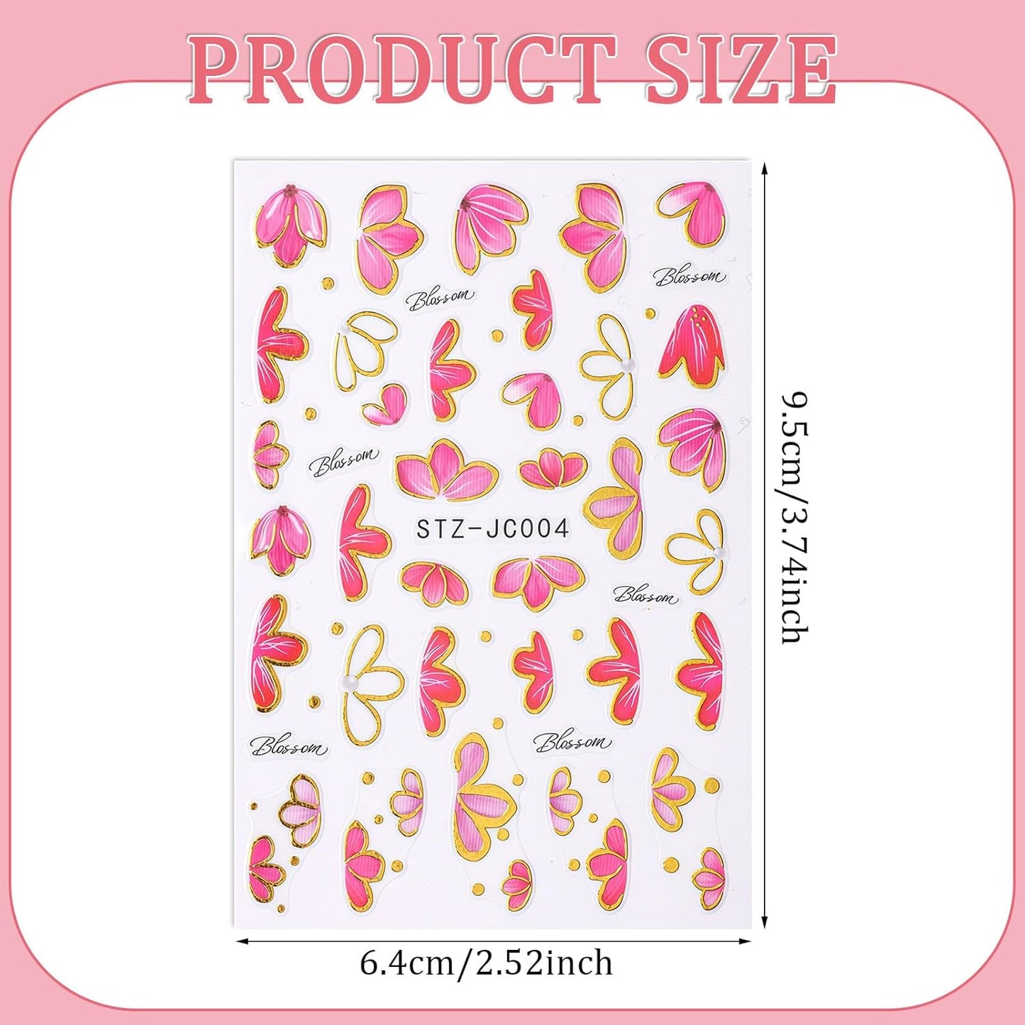 Flower Nail Art Stickers Decals, 4 Sheets 3D Self-Adhesive Flower Butterfly Nail Decals Nail Art Supplies Designs Decorations Accessories for Women Girls