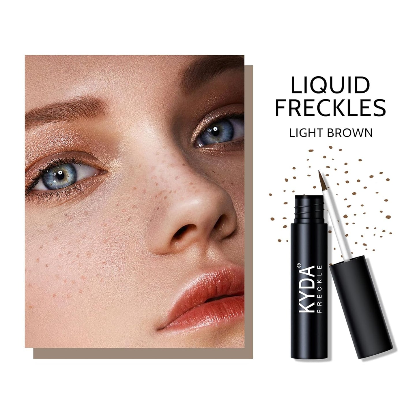 KYDA 2 Colors Liquid Freckle, Natural Freckle Makeup Pen, Longlasting Face Freckle Liquid Makeup, Soft Dot Sopt Pen Magic Freckle Color-Light Brown&Dark Brown