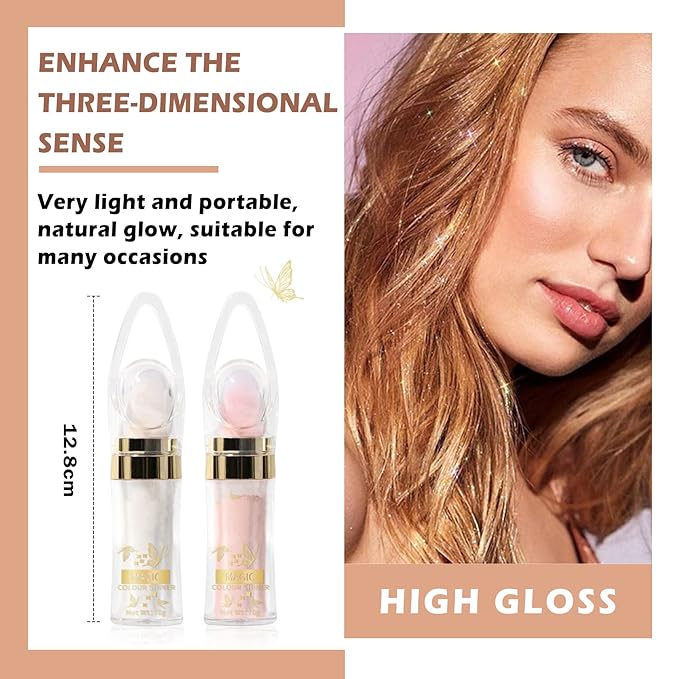 Polvo De Hadas Highlighter Glitter Stick Body Glitter Shimmer Face Brightening Highlighter Contour Powder Makeup Stick Face Blusher Fairy Glitter Highlighter Makeup - 02#Fairy Pink