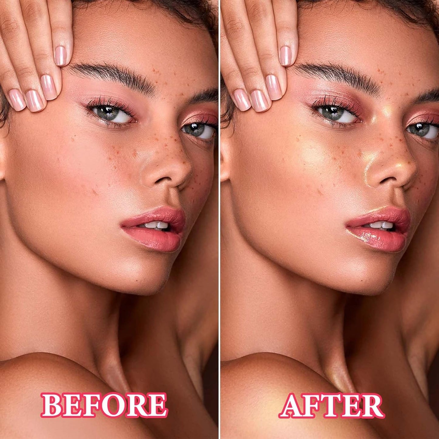 Face Glitter Blush Shimmer Waterproof Highlighter Blusher Powder,Facial Contour Corrector Long Lasting Glitter Illuminator Highlighter Palette Shimmer Highlight Makeup Palette(02#)