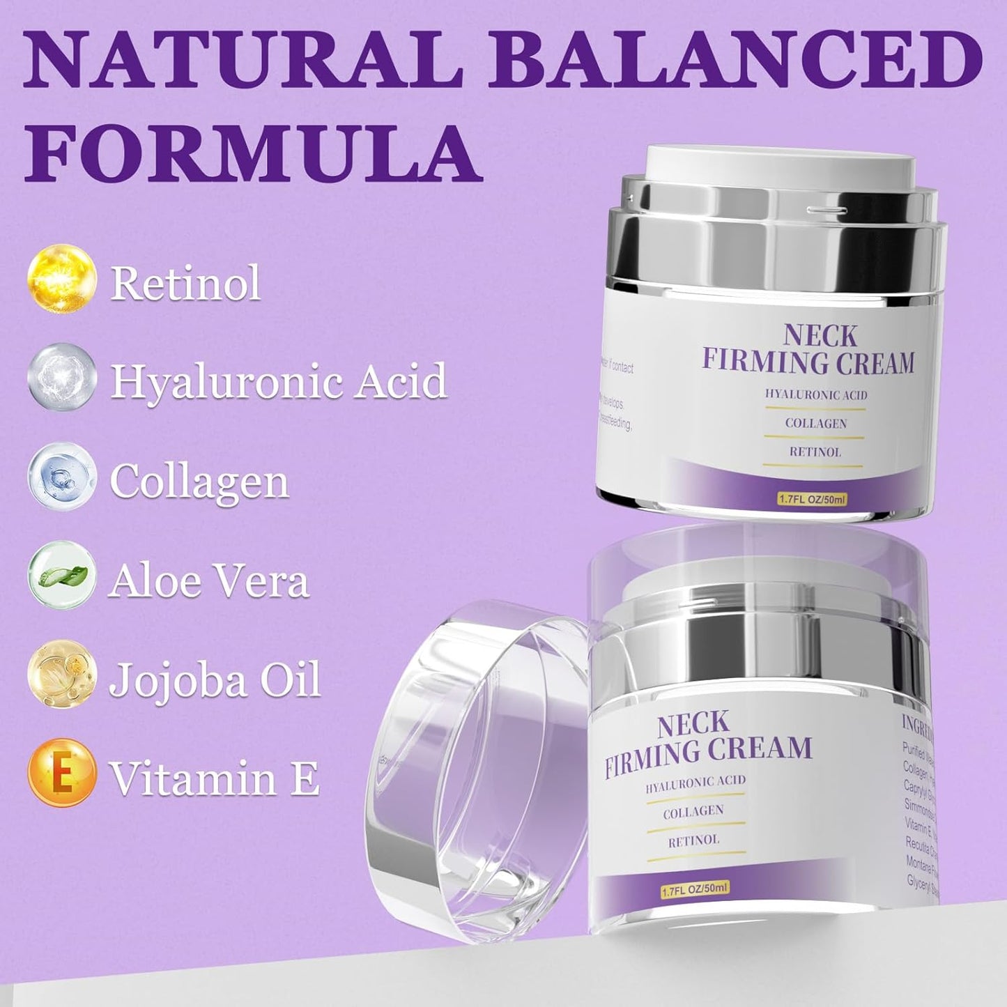 Retinol Cream for Face, Neck Creams for Tightening and Firming, Anti Aging Face Moisturizer for Face, Day & Night Moisturizing with Collagen, Hyaluronic Acid for Sagging Skin, Wrinkle, 1.7 Fl OZ