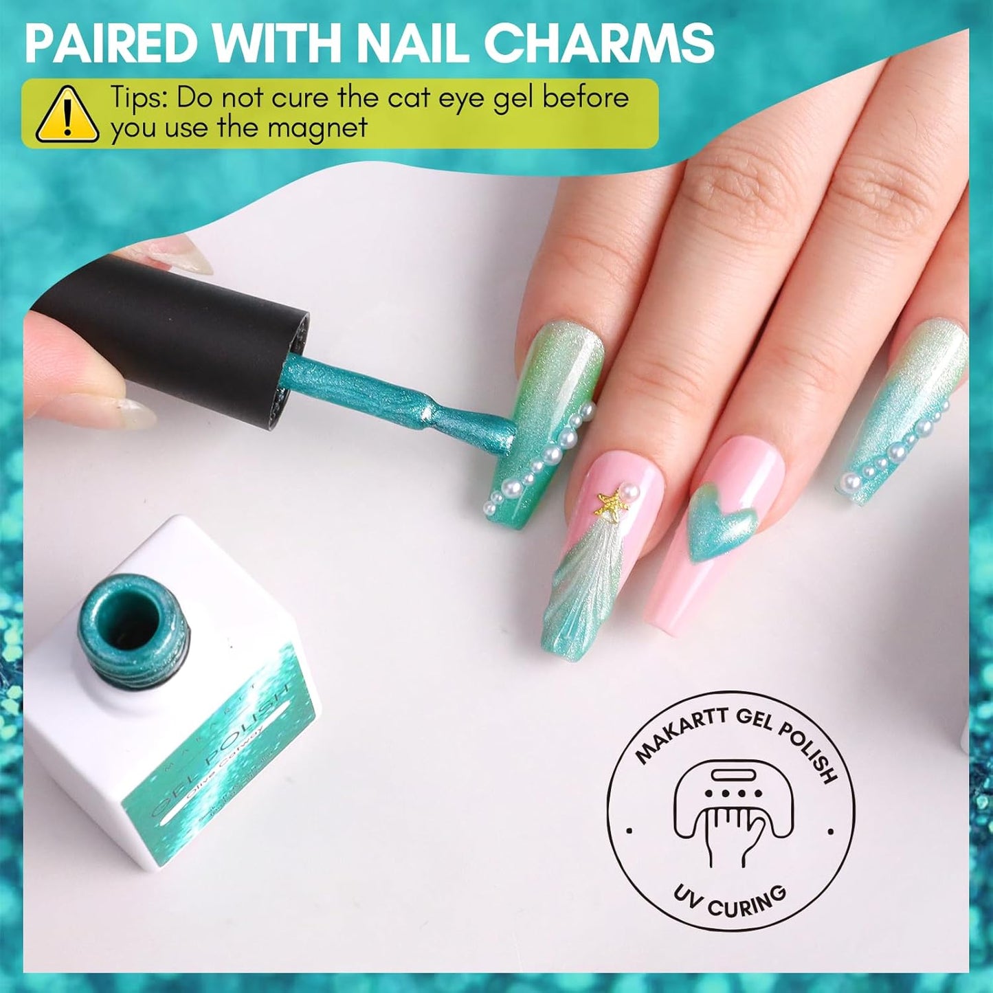 Makartt Cat Eye Gel Nail Polish: Reflective Glitter Gel with Magnet for Temperature Changing Magnetic Nails, Nail Polish UV/LED Light Cured, DIY Nail Art, Salon & Home Use(Olive Catway) 10ml