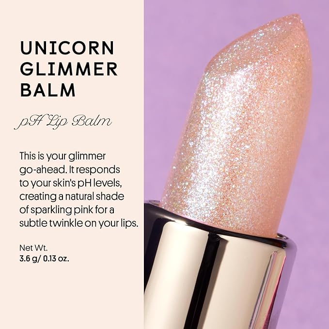Winky Lux Glimmer Balm, pH Lip Balm, Color Changing Lipstick and Tinted Lip Balm, Vegan & Cruelty Free Lip Balm, Hydrate & Plump, Pink Shimmer Lipstick, Unicorn