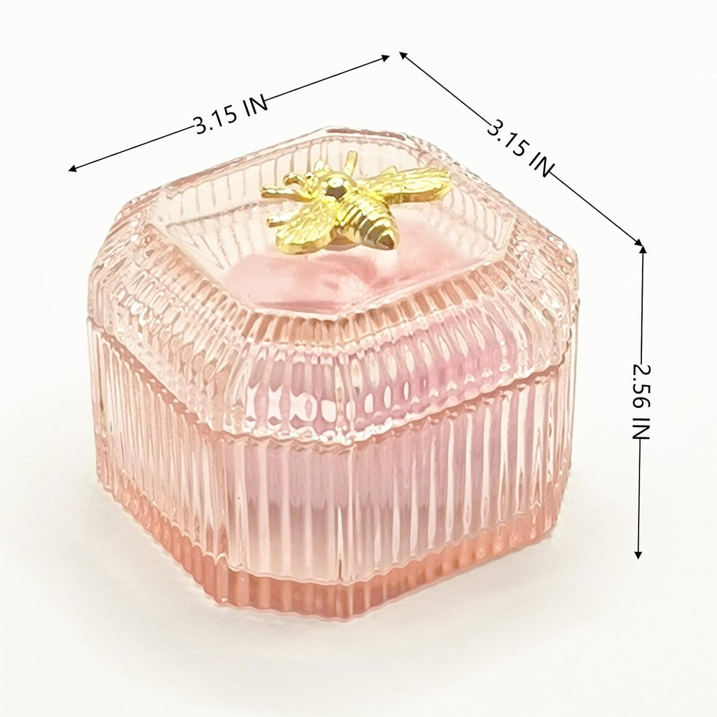 Body Powder Puff and Container - Glass Dusting Powder Container with Soft Puffs Vintage Powder Puff Case for Women & Girls (3.15x3.15x2.56 H IN) - GRB015-Pink