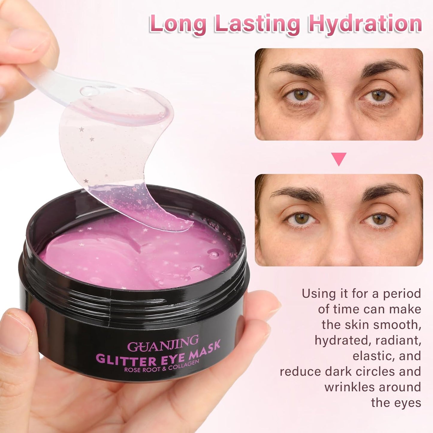 Caffeine Under Eye Masks for Dark Circles (60 Pairs),Puffiness and Eye Fatigue,Shimmering Eye Masks with Hyaluronic Acid Niacinamide, For Women and Men,Anti-Aging Eye Masks