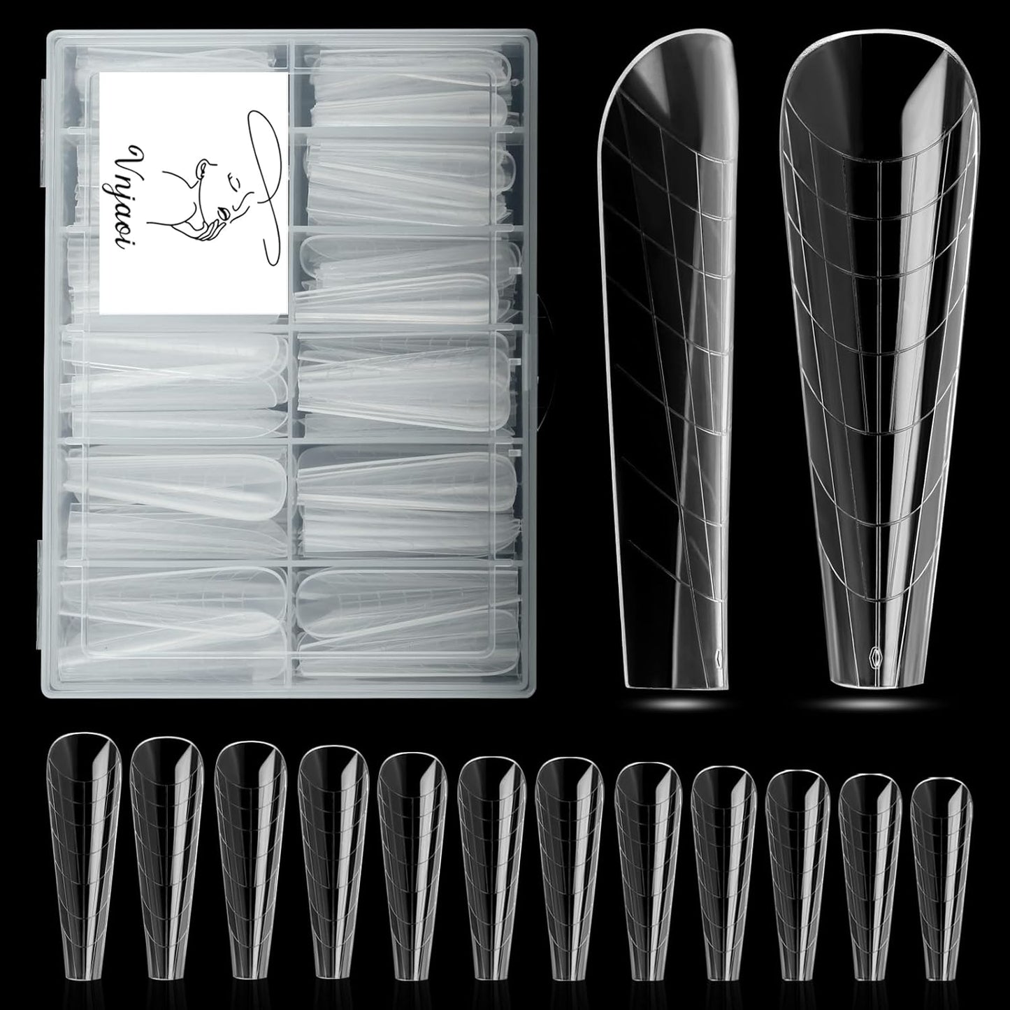 120 Pcs Poly Extension Gel Dual Nail Forms Nail Molds With Scale Builder Coffin Nail for Gel Manicure Nail Art Design Salon DIY at Home (Long Ferrari Dual Nail Forms Set)