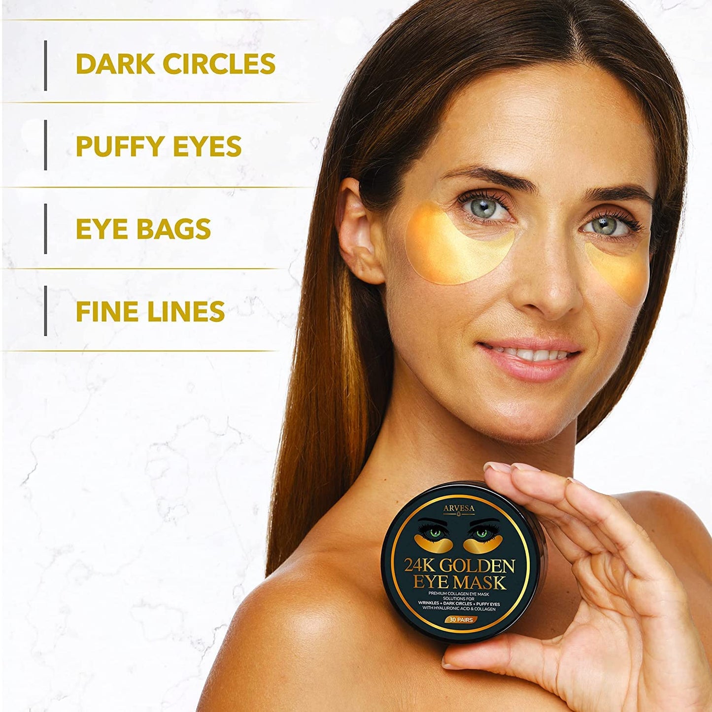 Under Eye Mask for Dark Circles and Puffiness, Eye Bags, Wrinkles, 24k Gold Under Skincare Eye Treatment Patches for Puffy Eyes with Collagen for Women and Men - Under Eye Gel Pads