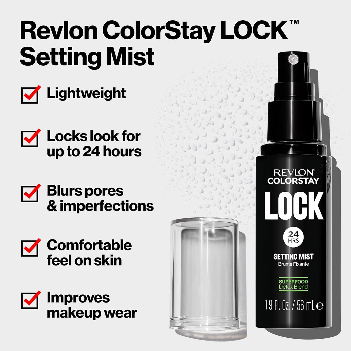 Revlon Colorstay 24 Hr Lock Setting Mist, Keeps Face Makeup from Melting & Fading, Mattifying, Blurring & Oil Absorbing Spray, Transfer-Proof & Mask Friendly, 1.9 fl oz