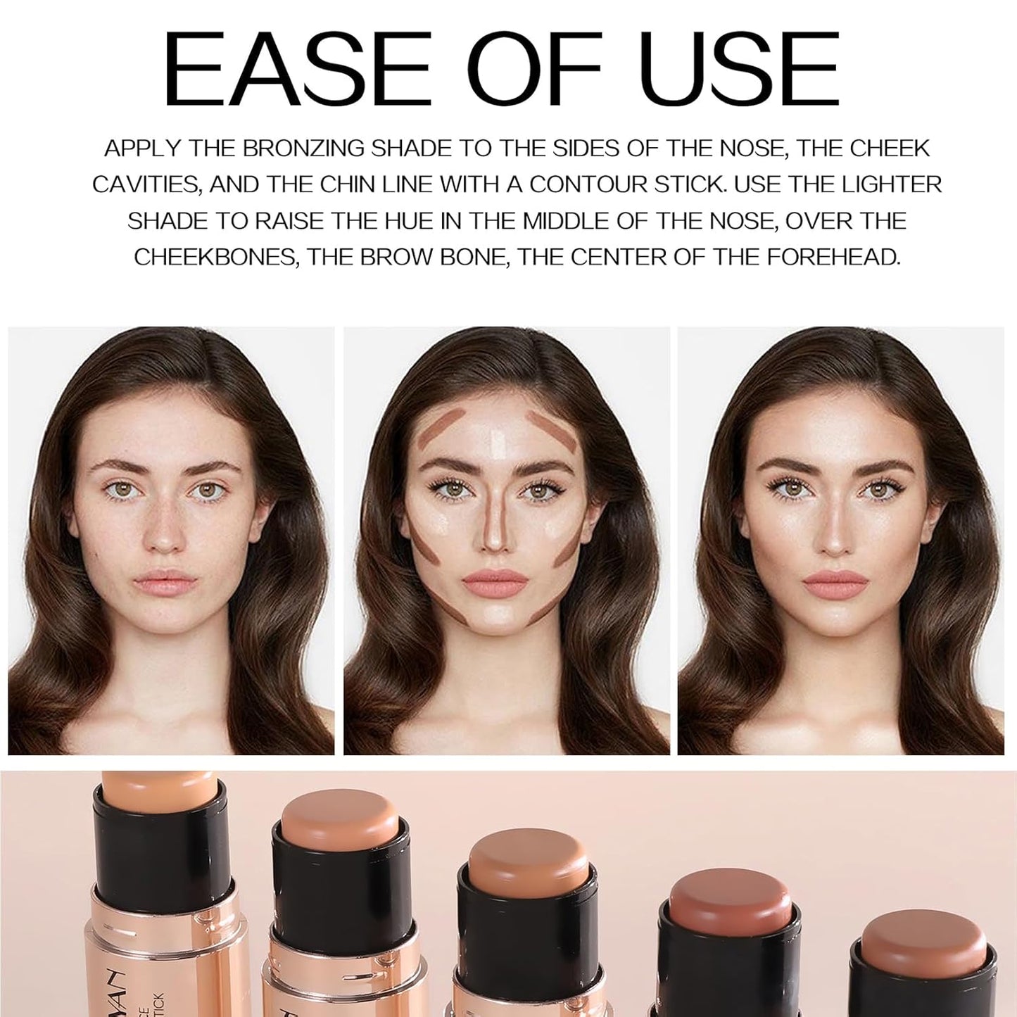 8 Colors Cream Contour Sticks Makeup Kit, Dual-Ended Concealer Stick With Soft Brush, Non-Greasy Long-Wear Face Primer Multi-Use Contouring Pen, Full Coverage Shades Corrector Concealer (07#)