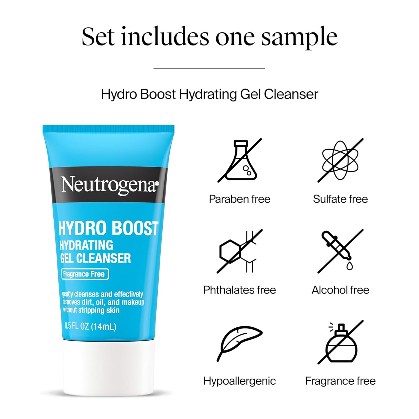 Neutrogena Hydro Boost Skincare Set, Hydro Boost Fragrance Free Gel Cream Face Moisturizer, 1.7 fl oz, & Trial Size Hydro Boost Fragrance Free Hydrating Gel Facial Cleanser, 0.5 fl oz