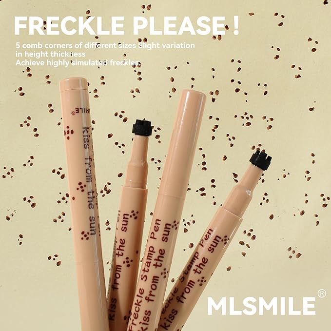 AKARY Stamp Freckle Pen Natural Lifelike Fake Freckles Makeup, Waterproof Long Lasting Quick Dry 5 Comb Corners Natural Like Face Freckle Makeup Pen for Effortless Sunkissed Makeup, 03-Chestnut