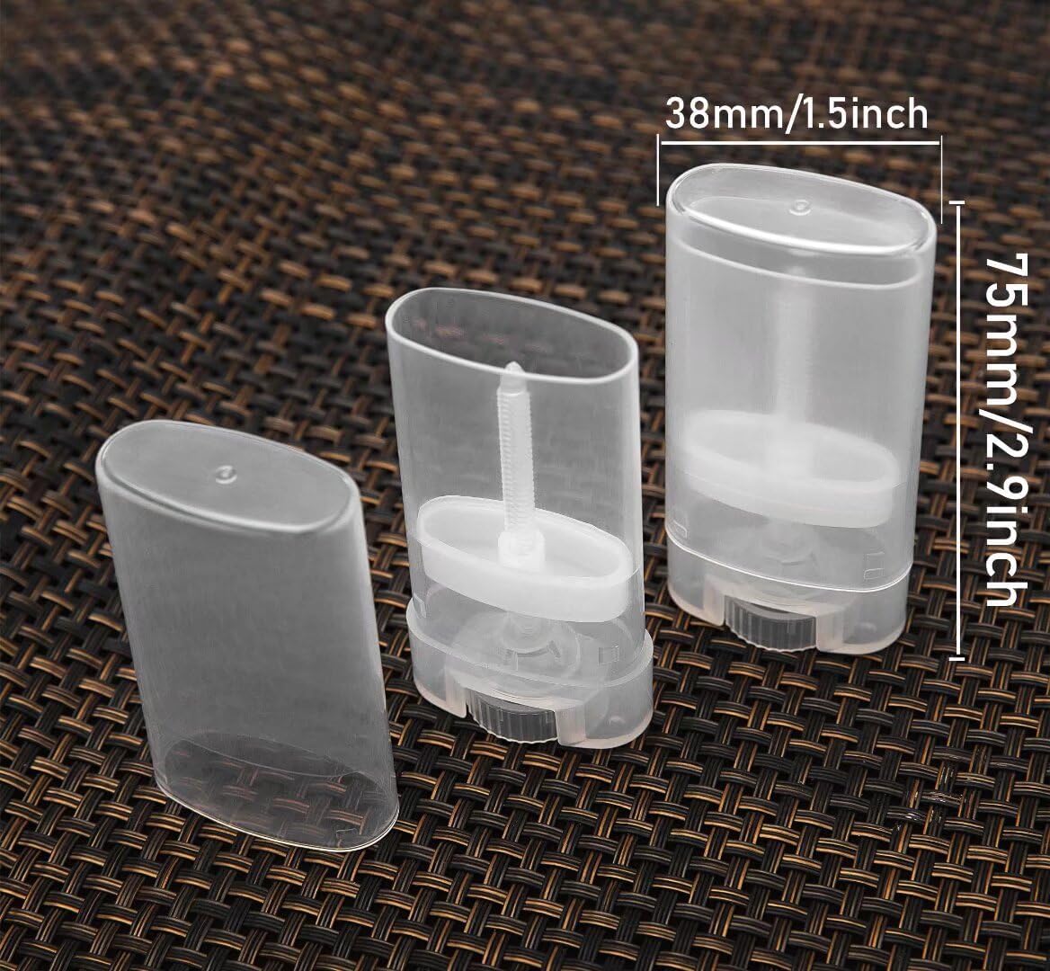 Empty Oval Deodorant Lip Lipstick Balm Tubes Containers Plastic 20PCS 15ML Transparent (15ml, Transparent)