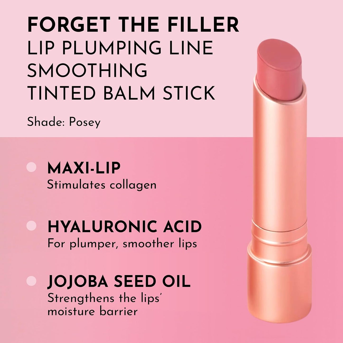 Lawless Forget the Filler Lip Plumping Line Smoothing Tinted Balm - Posey - Premium Tinted Lip Balm with Natural Ingredients to Plump and Smooth Lips for a Firmer, Fuller Look - 0.09 oz