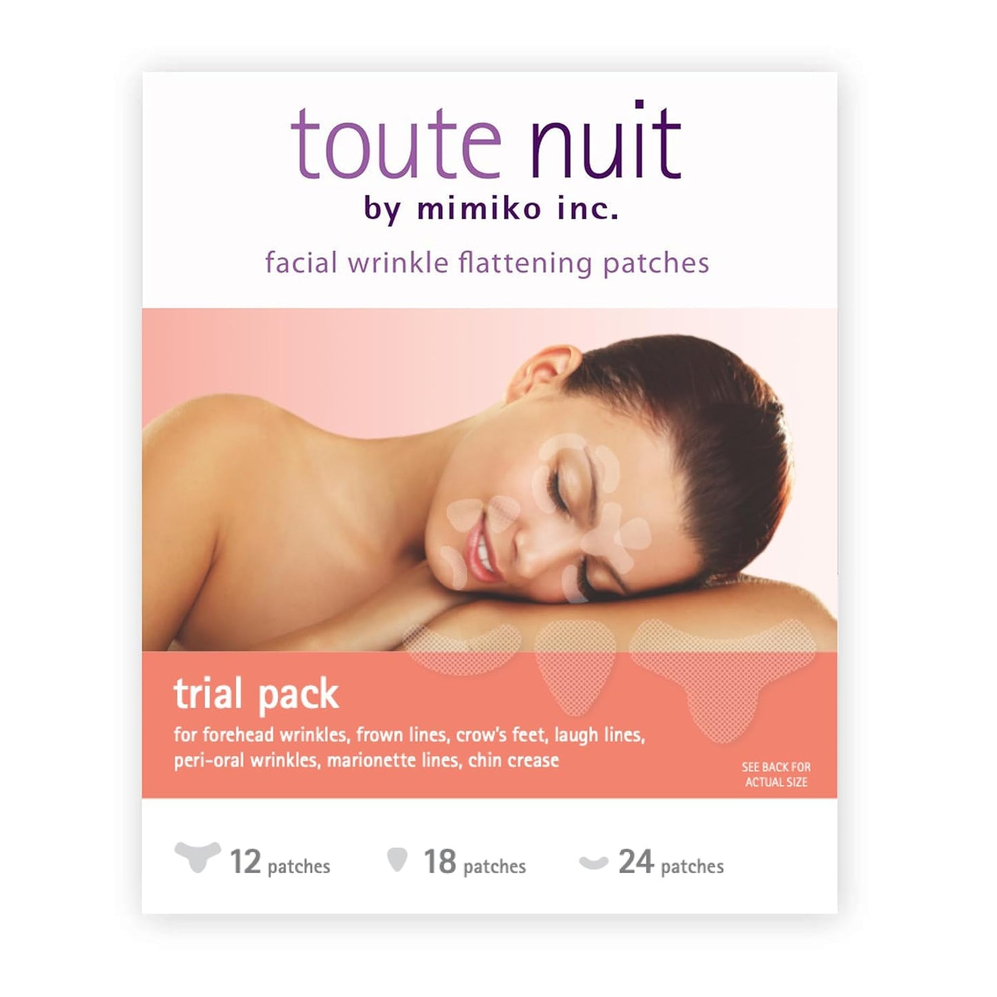 Toute Nuit Wrinkle Patches – Trial Pack – Face Tape for Forehead, Eyes & Mouth – Hypoallergenic Anti Wrinkle Patches – 54 Count, Made in USA