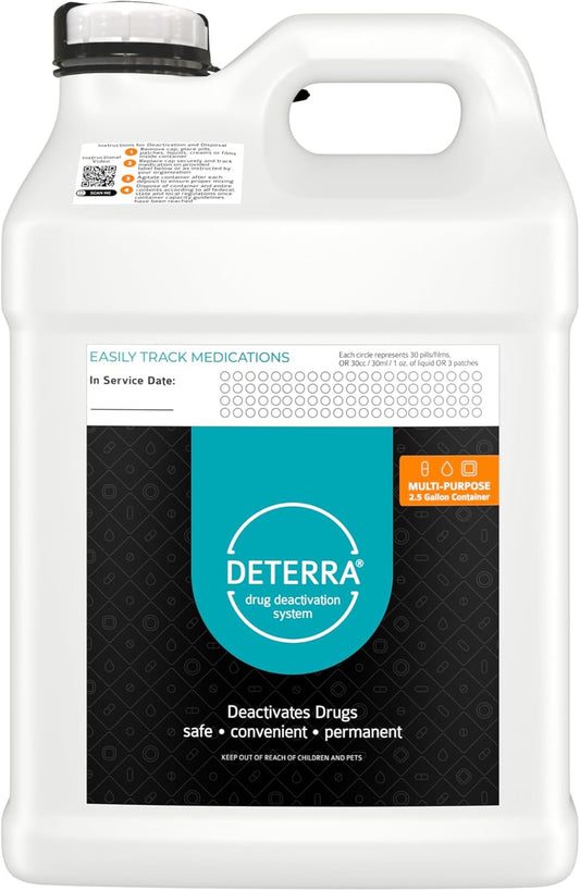 Deterra Multi-Purpose - Drug Deactivation and Medication Disposal System - Safe Medication, Pill, and Liquid Destroyer - 2.5 Gallon Container (2-Pack)