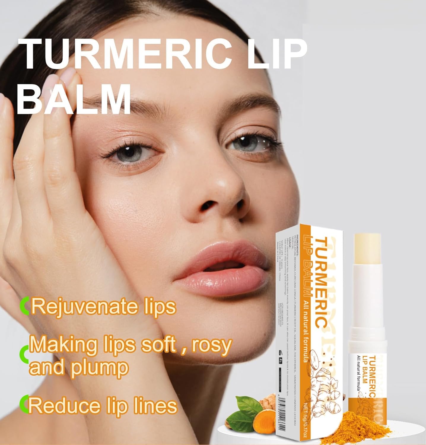 Turmeric Lip Balm for Smokers With Root Oil - Brightening for Dark Lips, Long-Lasting Moisturizer for Dry, Cracked, and Dull Lips - All Natural Hydrating Skin Care, 0.17 oz
