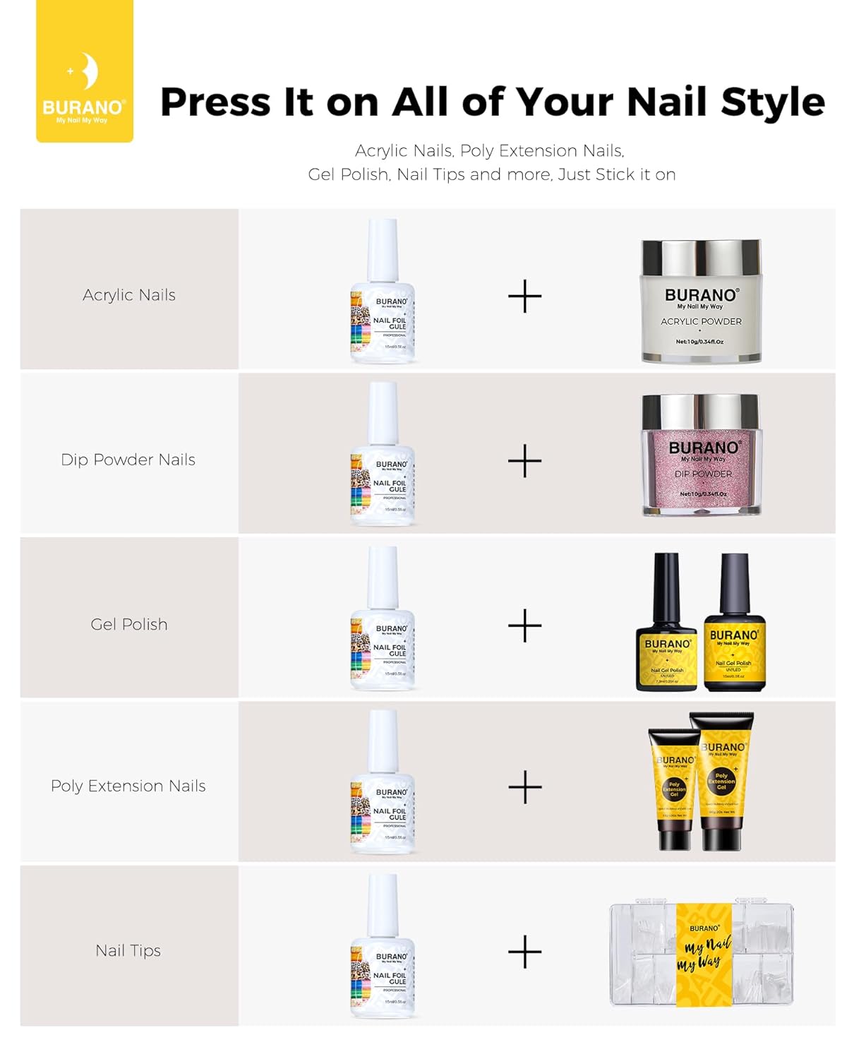 BURANO Nail Art Nail Foil Glue Gel, o.5 oz with 10PCS Foil Stickers Set Lace Nail Foil Glue for Nails Foil Transfer Gel, Nail Design Home DIY UV LED Lamp Required 28