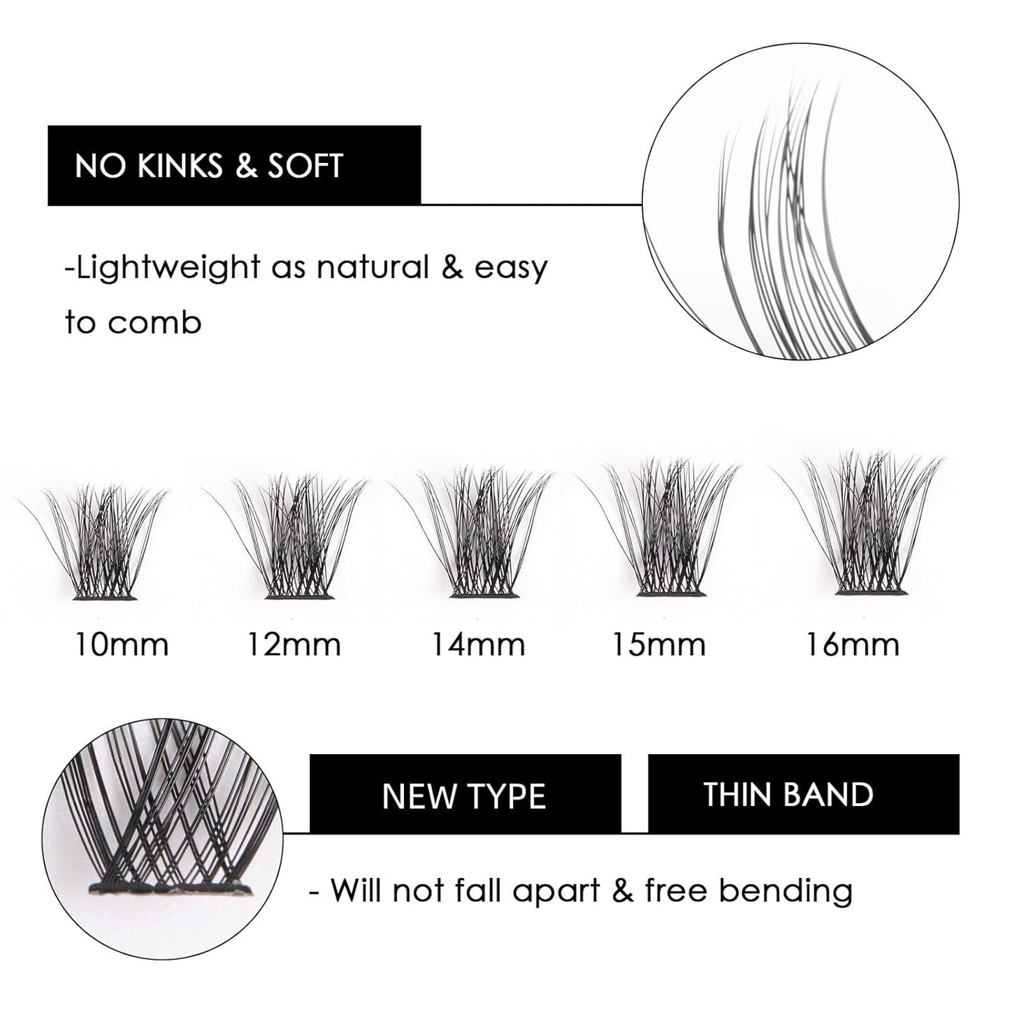 Cluster Lashes 72 Individual Lashes Clusters Eyelash Extensions False Eyelashes DIY Lash Extension Kit Reusable False Eyelashes Natural Look Mix 10-16mm C D Curl-DM17