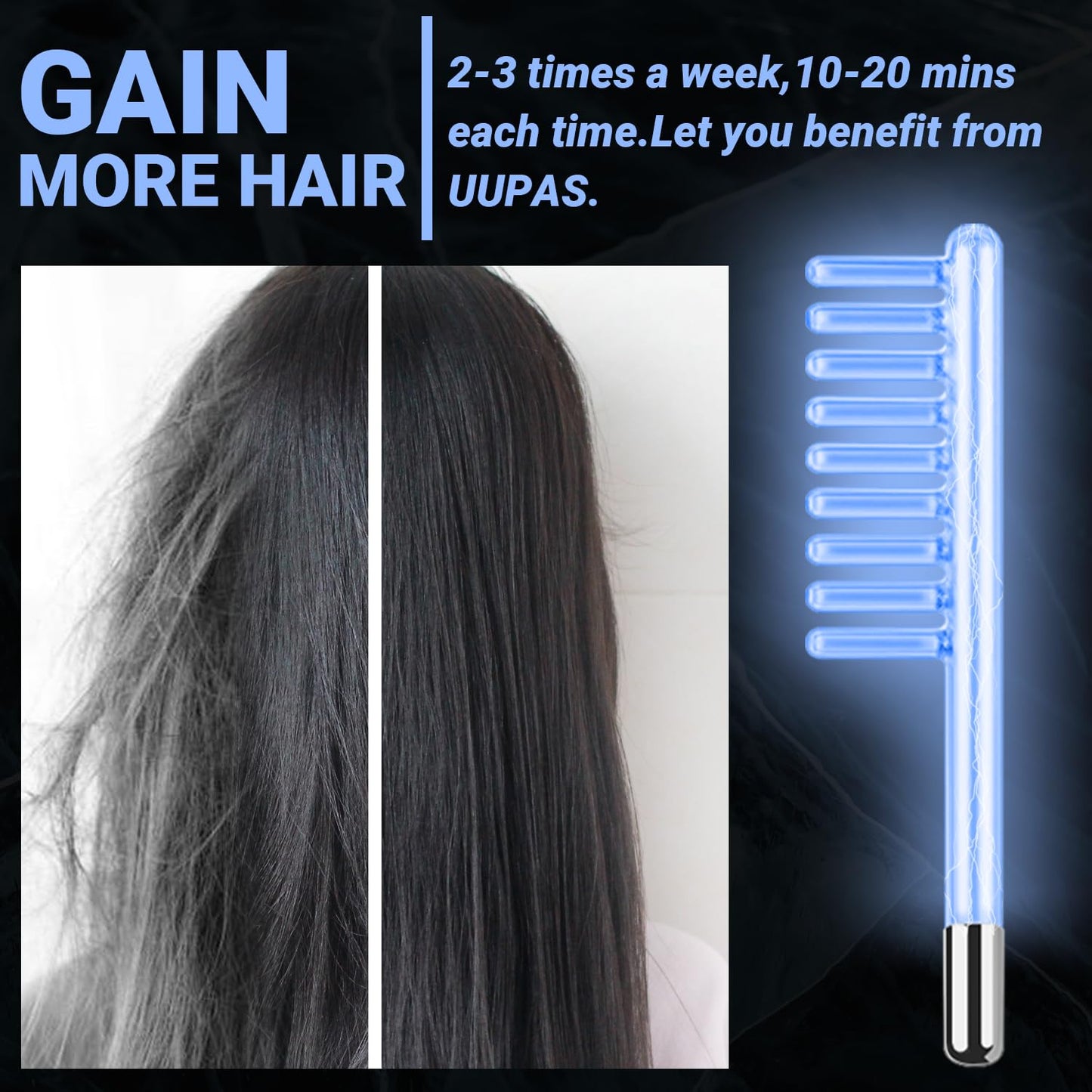 High Frequency Facial Wand - UUPAS Portable Handheld 4 in 1 Blue High Frequency Skin Facial Machine with 4 Pcs Different Blue Tubes for Home Use Face Device