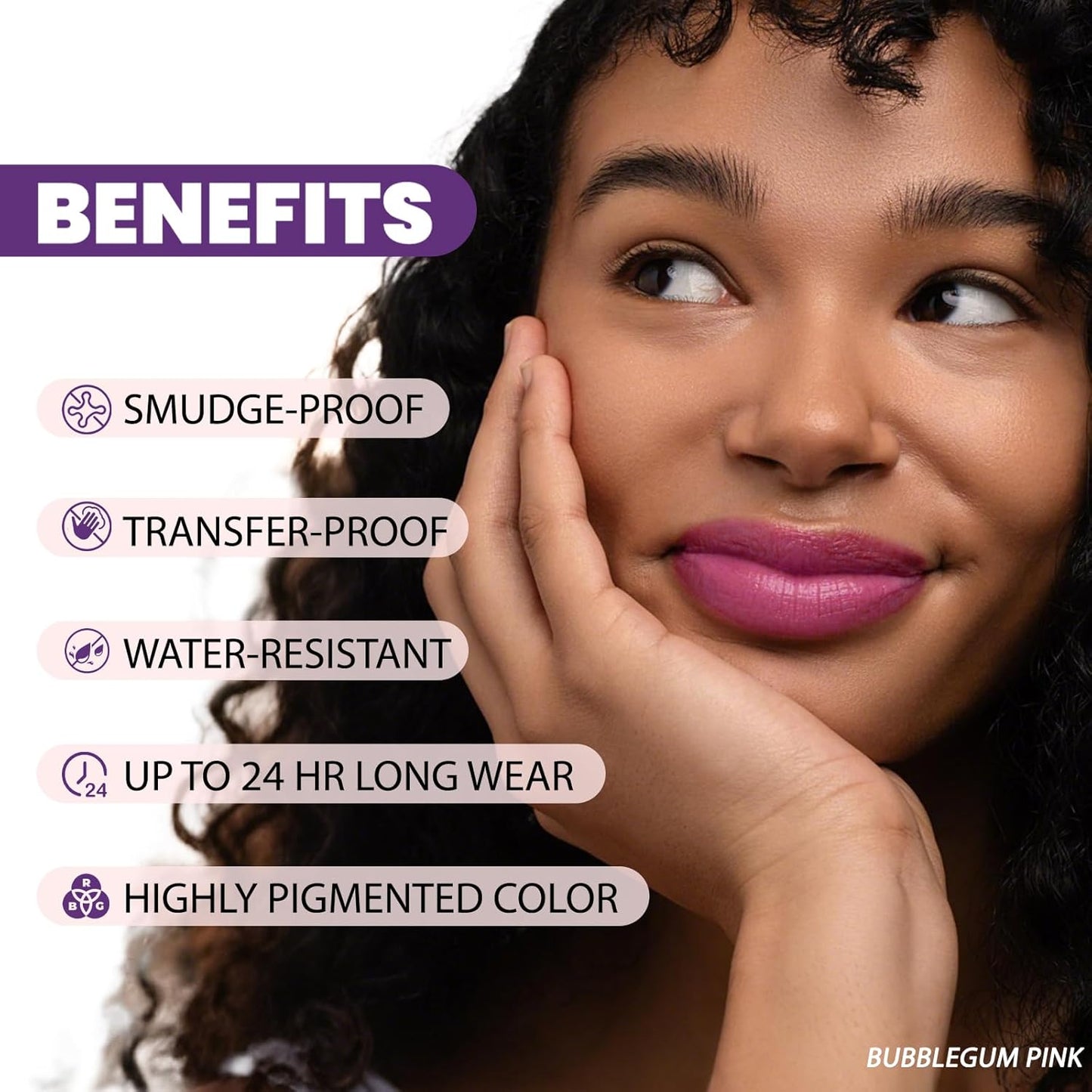 Lip Stain Peel Off, All Day Lip Liner Tint with Tweezer, Long Lasting Waterproof Transfer-Proof, Matte Lip Stains Makeup, Highly Pigmented Color, Bubblegum Pink