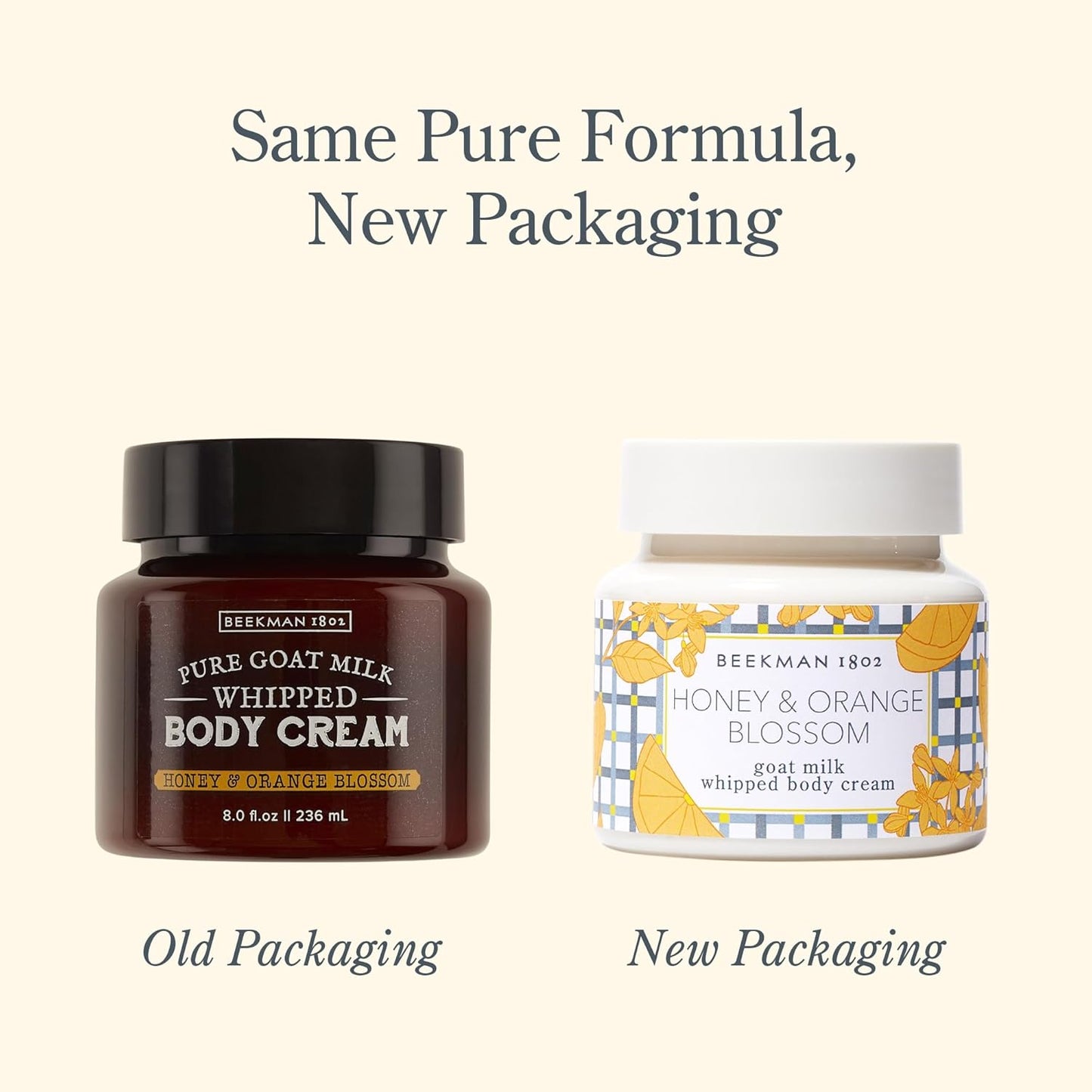 Beekman 1802 Whipped Body Cream, Honey & Orange Blossom - Scented - 8 oz - Intensely Hydrating & Softens Skin - With Goat Milk - Good for Sensitive Skin - Cruelty Free